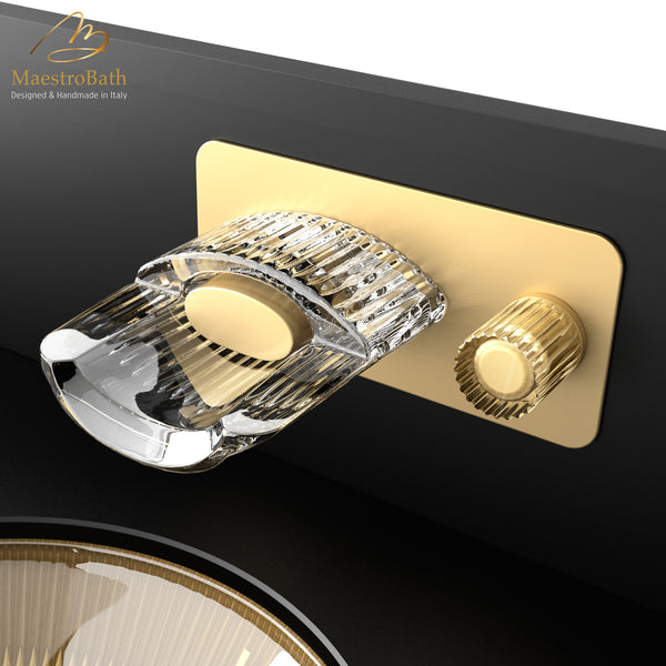 Clivia Luxury Wall Mount Bathroom Faucet | Satin Gold