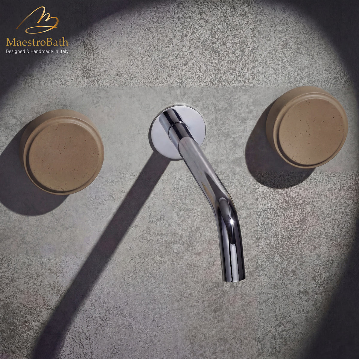 Cemento Modern Wall mount Bathroom Faucet by MaestroBath, luxury Lead-Free Brass Italian design