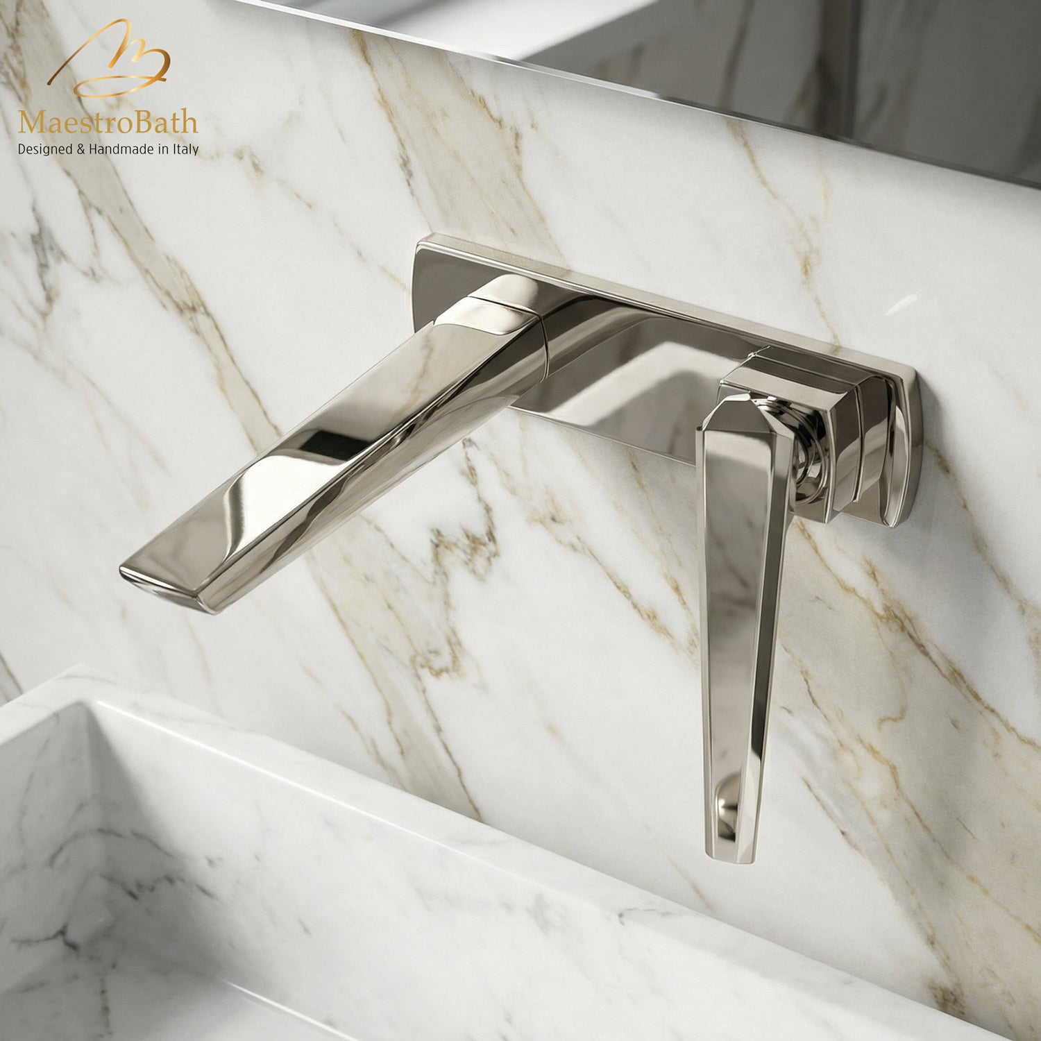 IKON Luxury Wall-Mount Bathroom Faucet | Polished Nickel #color_polished nickel