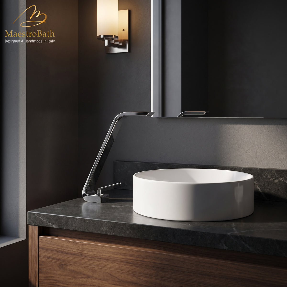 Deck mounted brass vessel sink faucet, shown in polished chrome, 10.3 inch spout height and a 5.9 inch spout reach #color_polished chrome