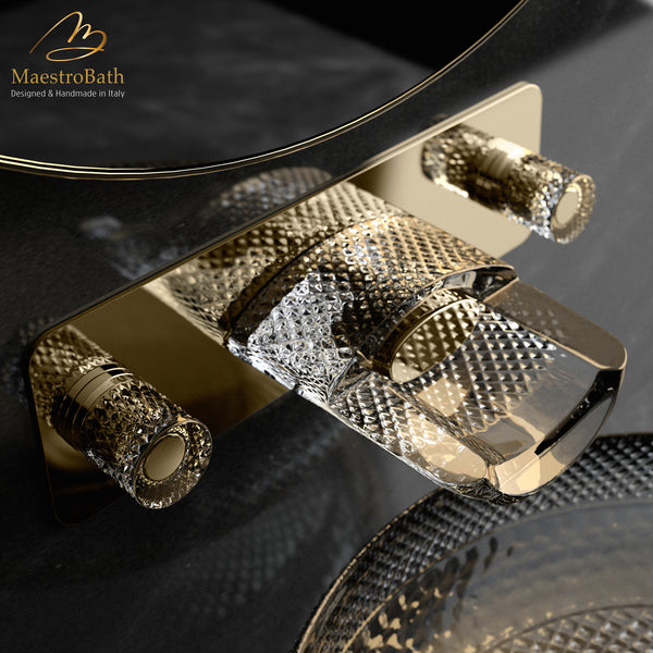 Ramada Luxury Wall Mount Bathroom Faucet | Polished Gold
