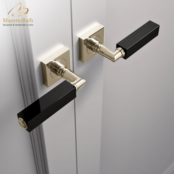 CUBO Crystal Door Handle | Black/Champagne