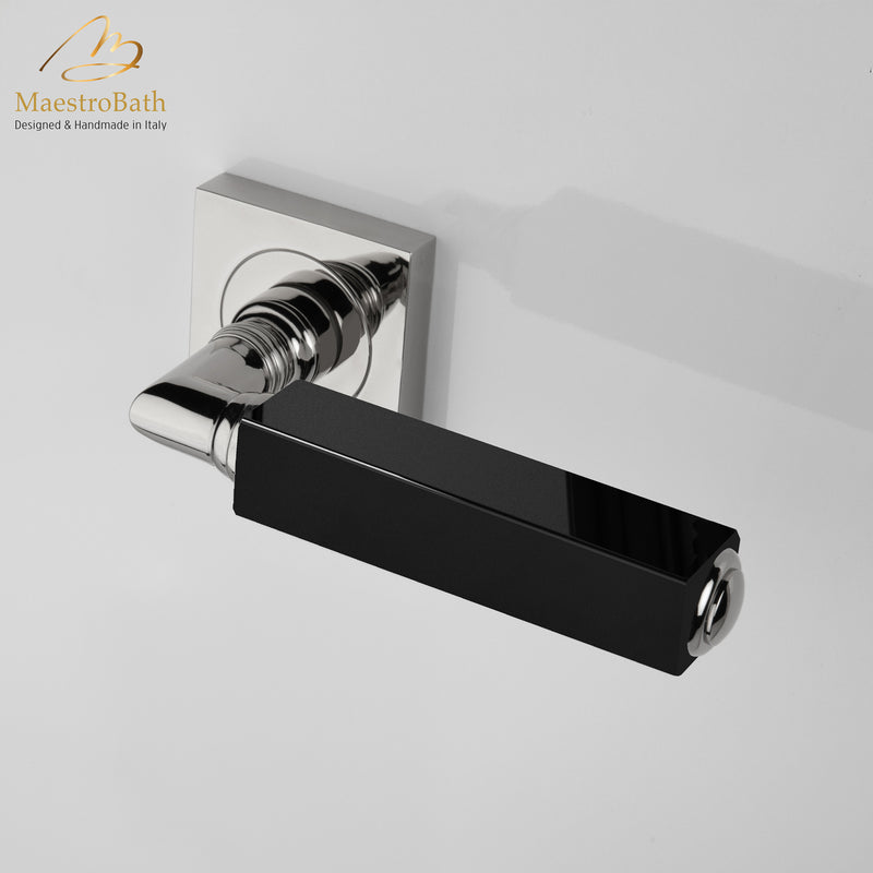 CUBO Crystal Door Handle | Black/Chrome