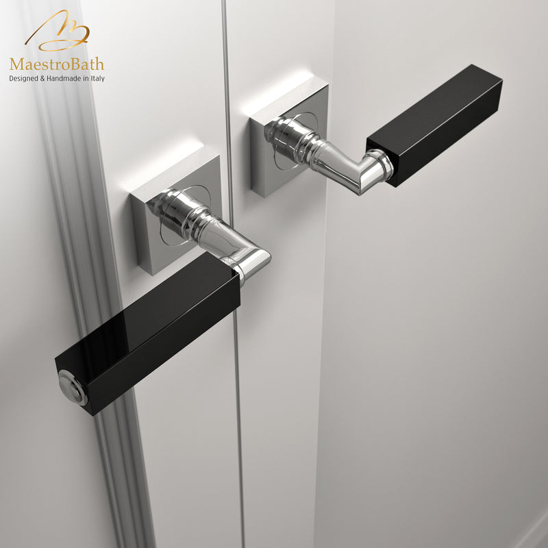 CUBO Crystal Door Handle | Black/Chrome