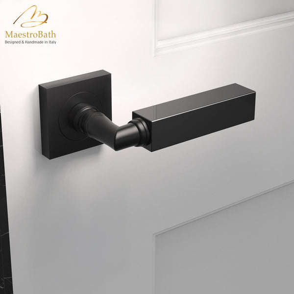 CUBO Crystal Door Handle | Black/Mat Black