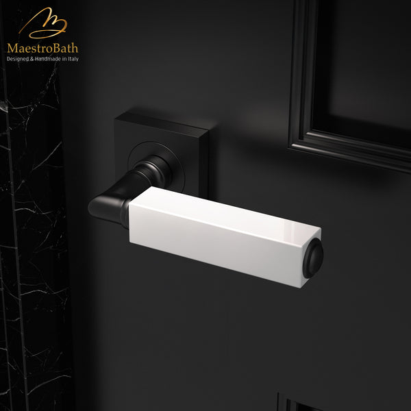 CUBO Crystal Door Handle | White/Mat Black