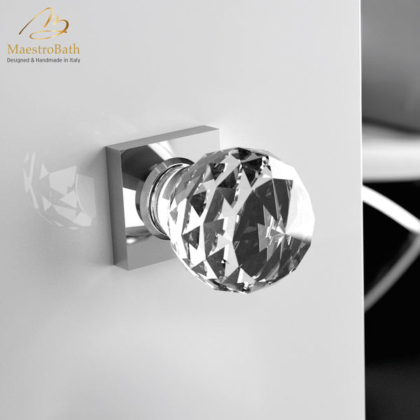 POLI Crystal Door Handle | Clear/Chrome