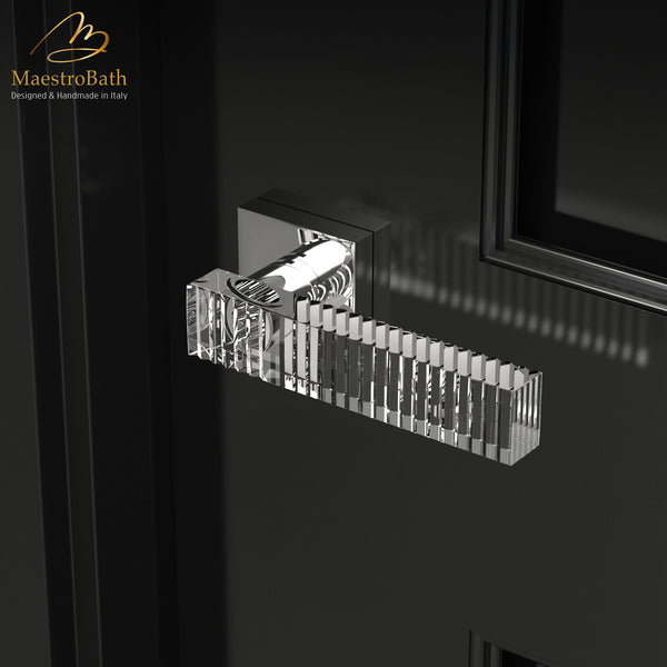 TONALITA Crystal Door Handle | Clear/Chrome