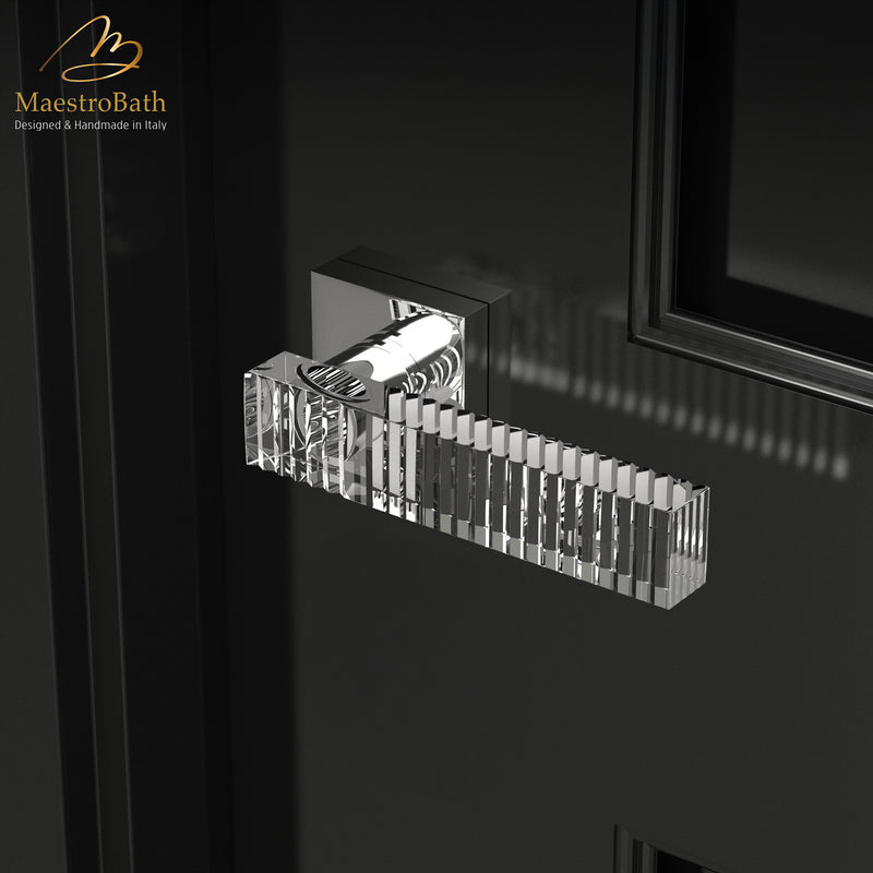 TONALITA Crystal Door Handle | Clear/Chrome