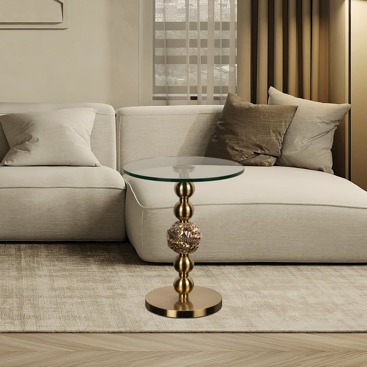Orbital Crystal Accent Side Table, 18 inch by 18 inch by 21.5 inch