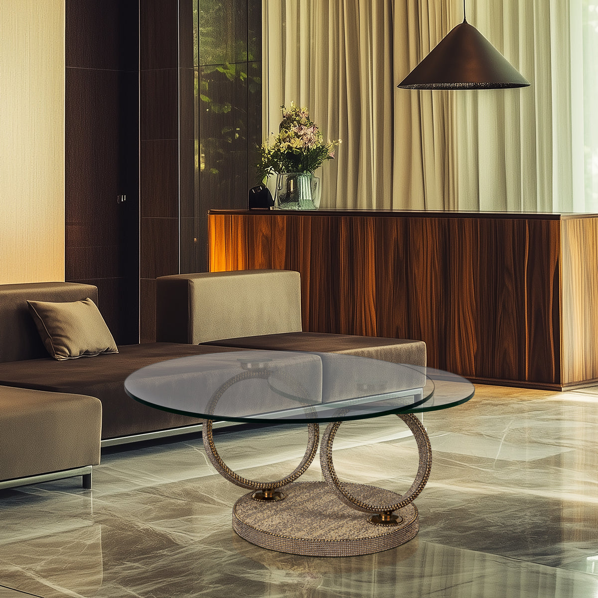 Double Halo Crystal Coffee Table