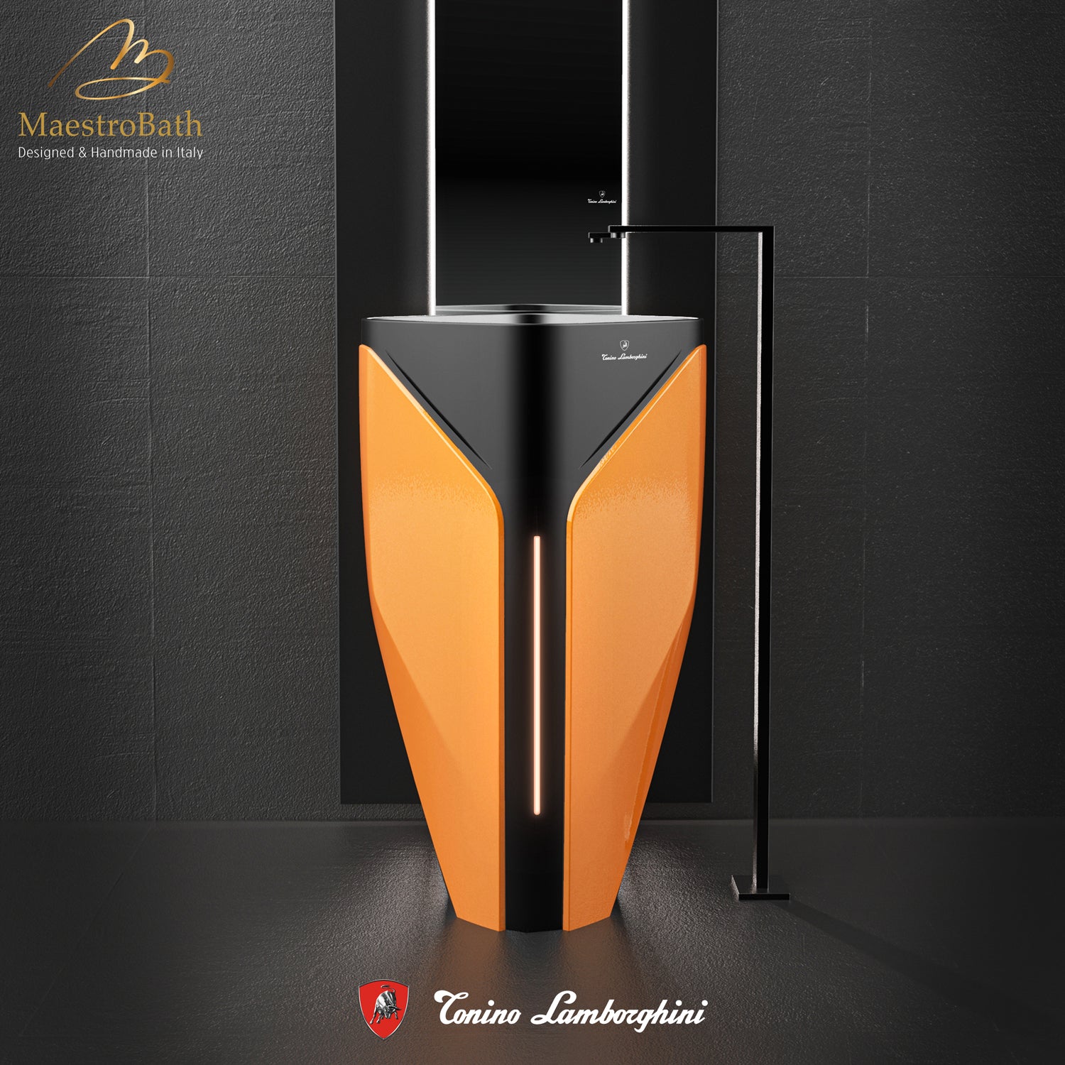 Iconico by Tonino Lamborghini Freestanding Sink #color_Orange and Black