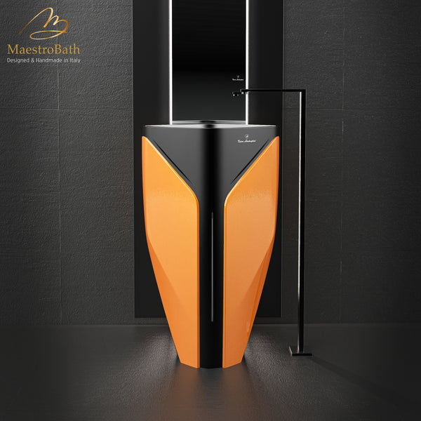 Iconico by Tonino Lamborghini Freestanding Sink | Orange & Black