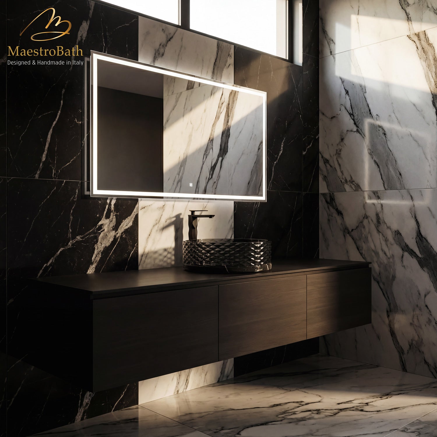 Marmofusion by Tonino Lamborghini Vessel Sink #color_black marble