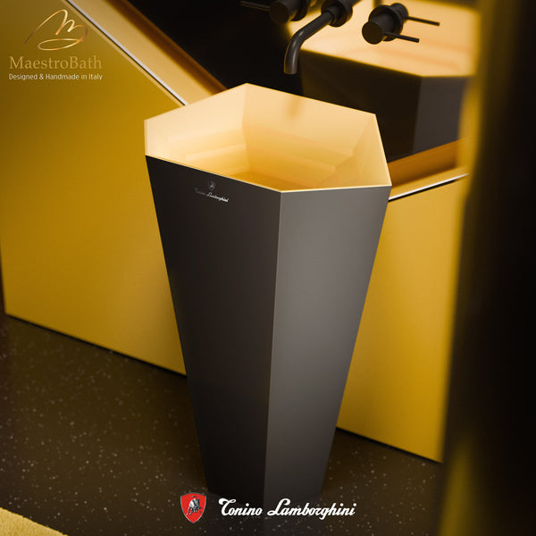 Vision by Tonino Lamborghini Freestanding Sink #color_black mat / giallo