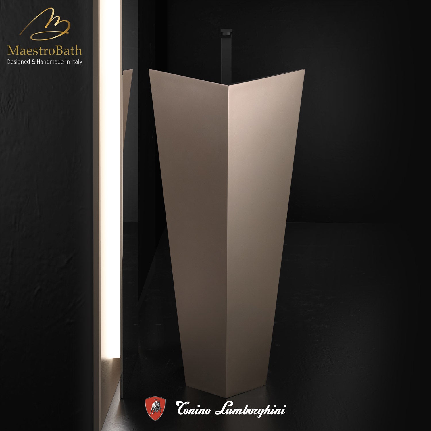 Vision by Tonino Lamborghini Freestanding Sink #color_rosa sahara / black mat
