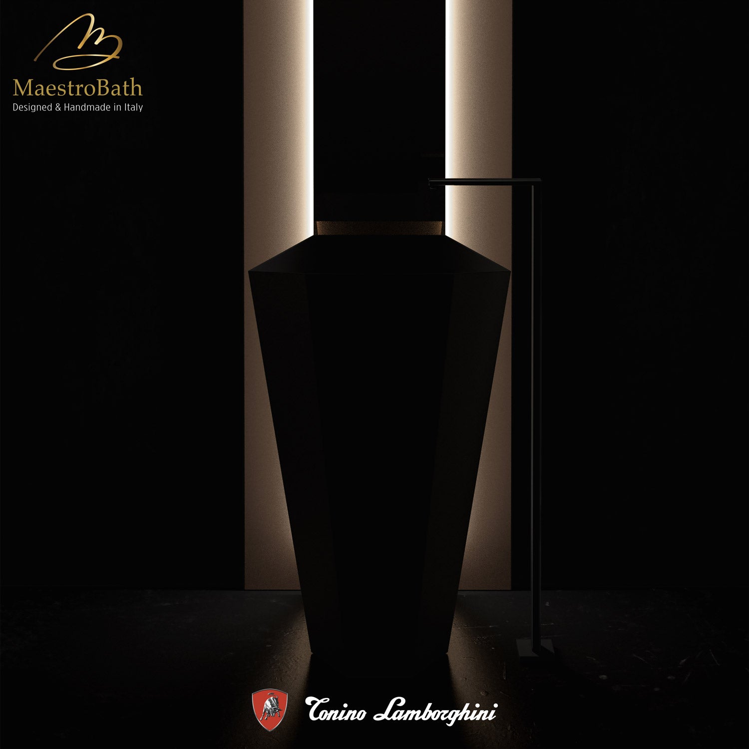 Vision by Tonino Lamborghini Freestanding Sink #color_rosa sahara / black mat