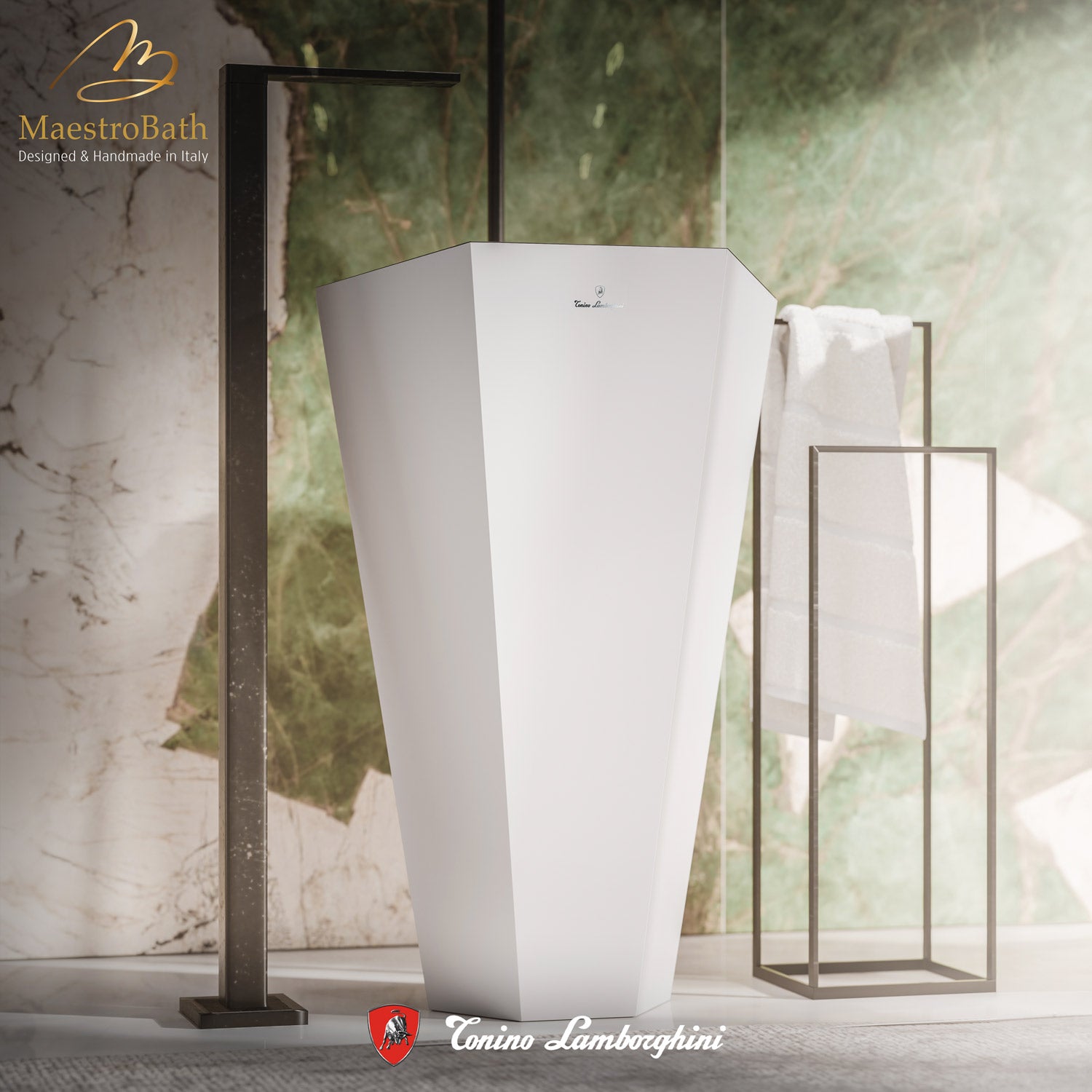 Vision by Tonino Lamborghini Freestanding Sink #color_white / black
