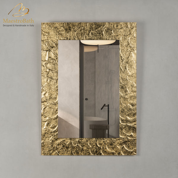 Artistic Luxury Single Vanity Mirror | Gold Leaf