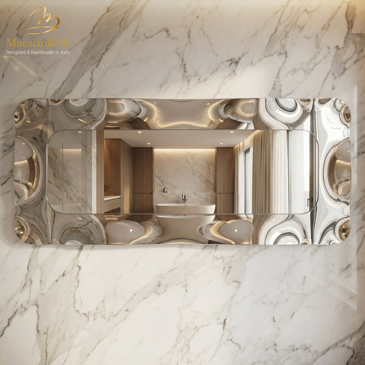 Wall mounted glass bathroom vanity mirror, 74.8 inch wide by 33.4 inch high