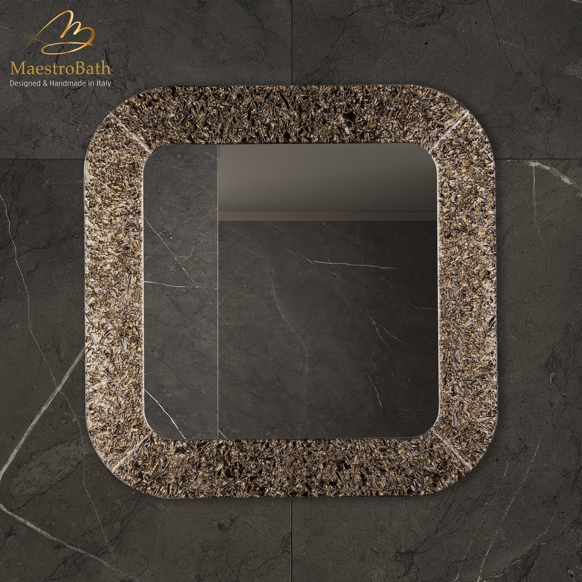 Luxury Crystal Single Bathroom Vanity Mirror, 35.4 inch wide by 35.4 inch high