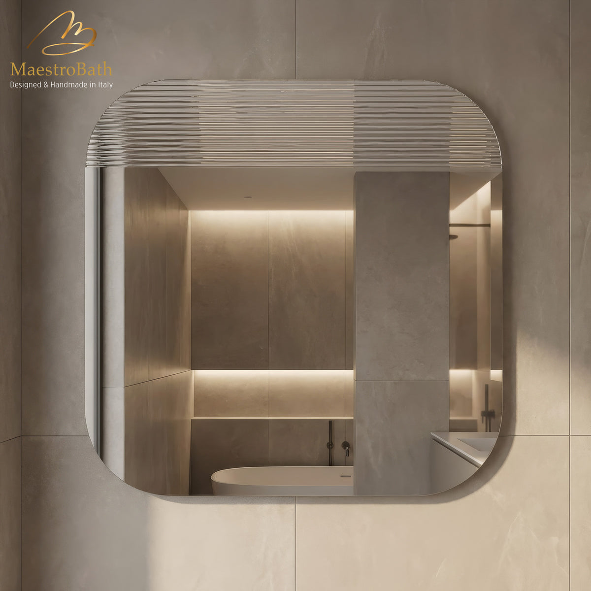 Wall mounted square glass bathroom vanity mirror, 31.5 inch wide by 31.5 inch high