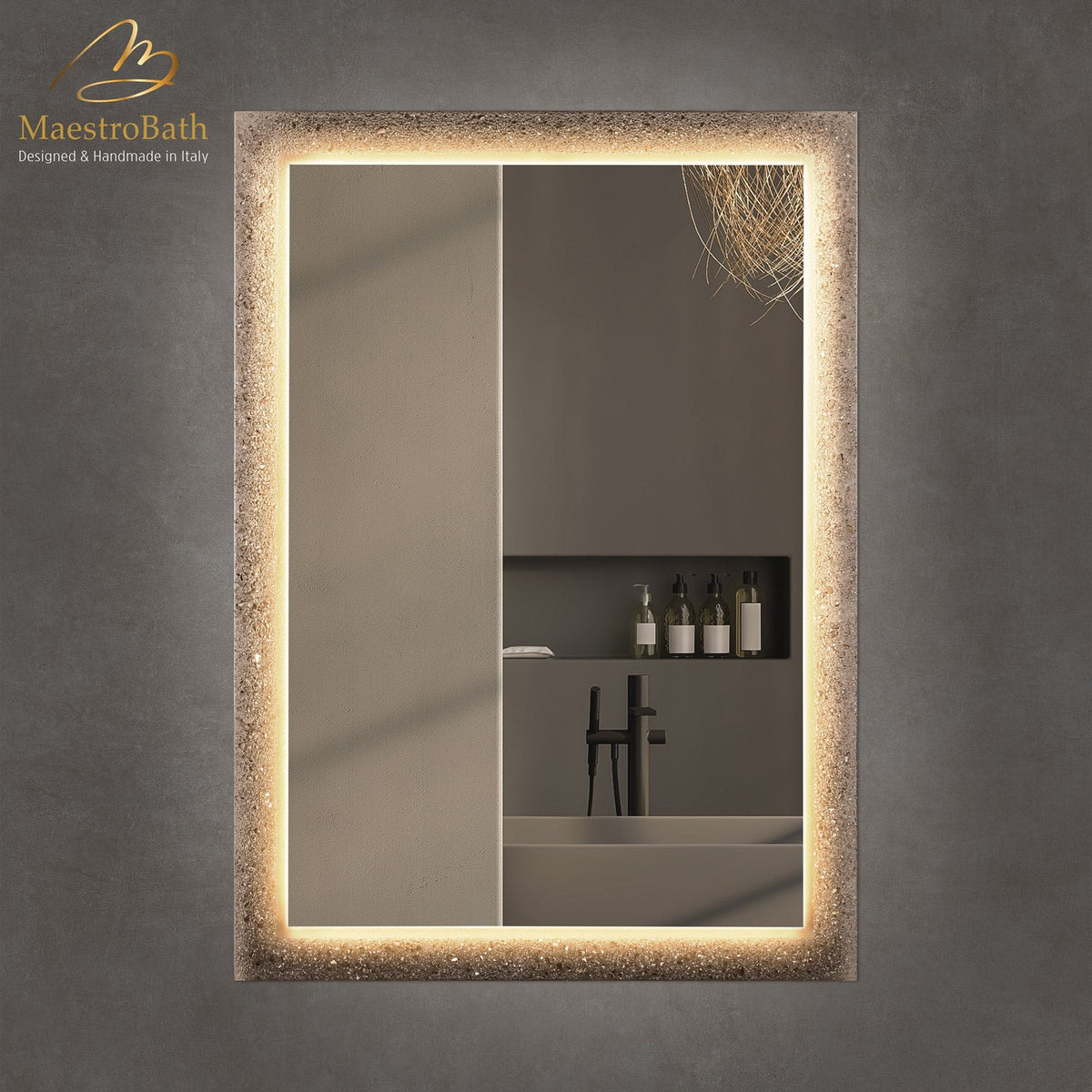 Wall mounted Murano crystal bathroom vanity mirror, 27.5 inch wide by 38.5 inch high #color_Bronze