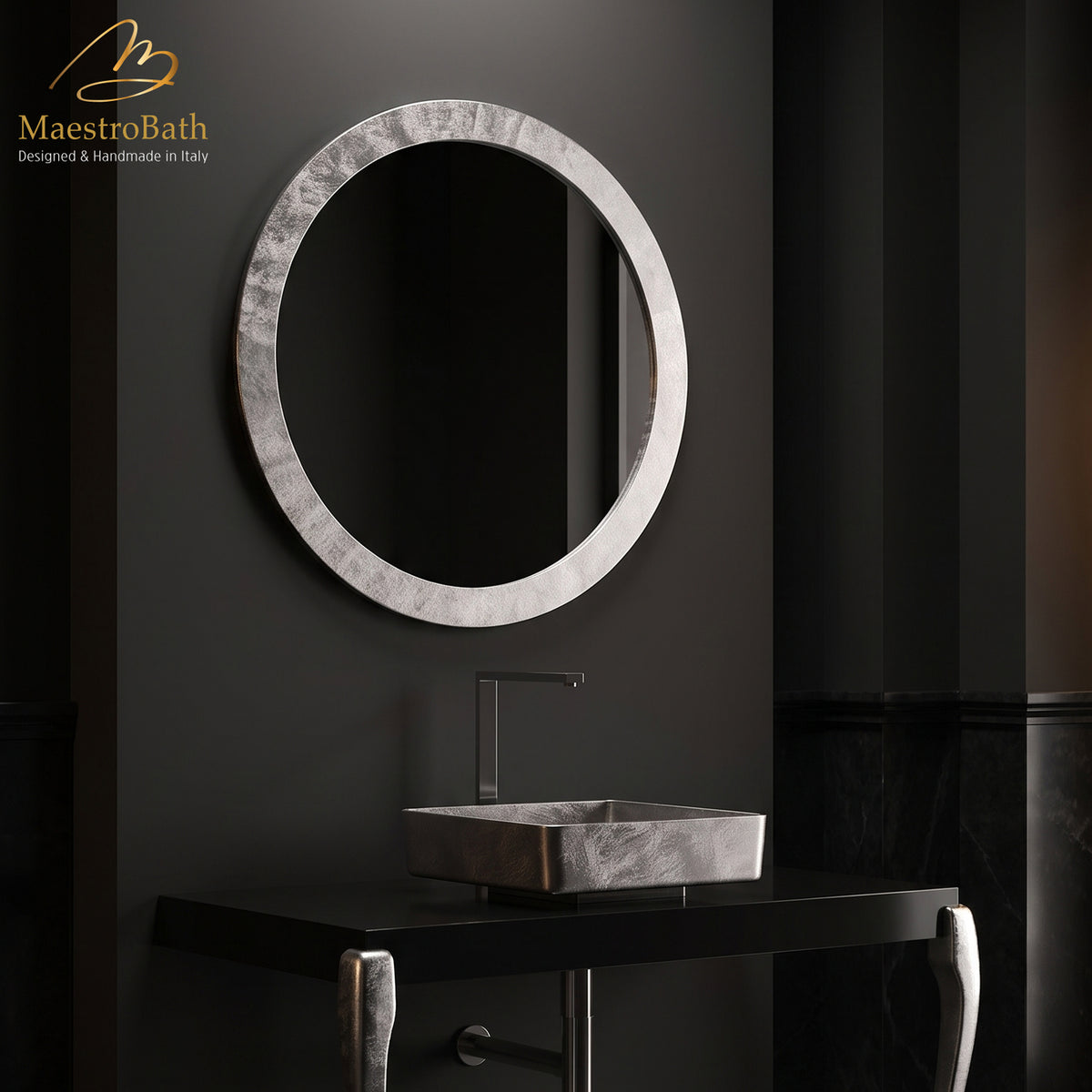 Modern Round Mirror | Silver Leaf #color_silver leaf