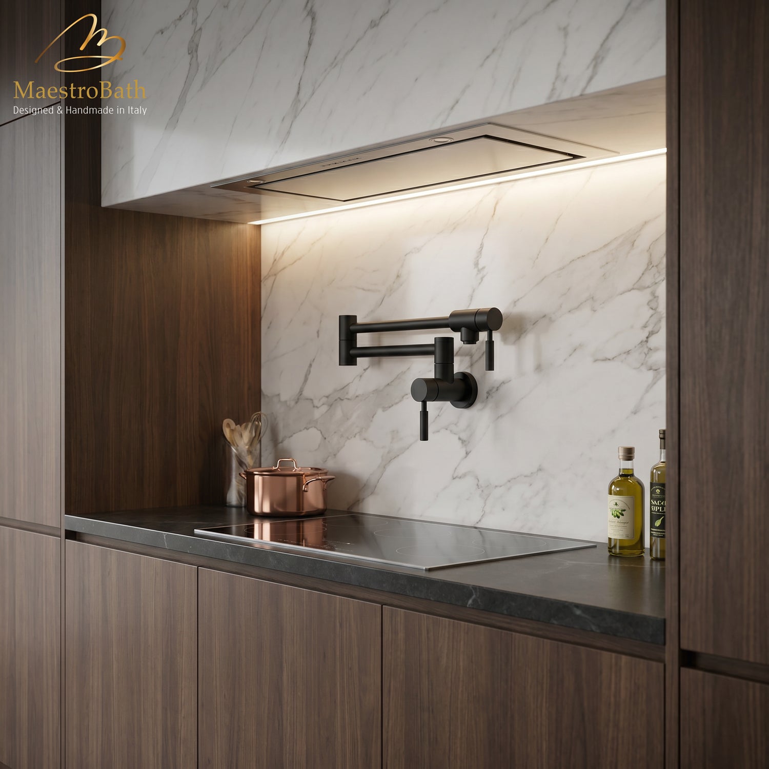 Luxury Wall-Mount Kitchen Pot Filler #color_Black