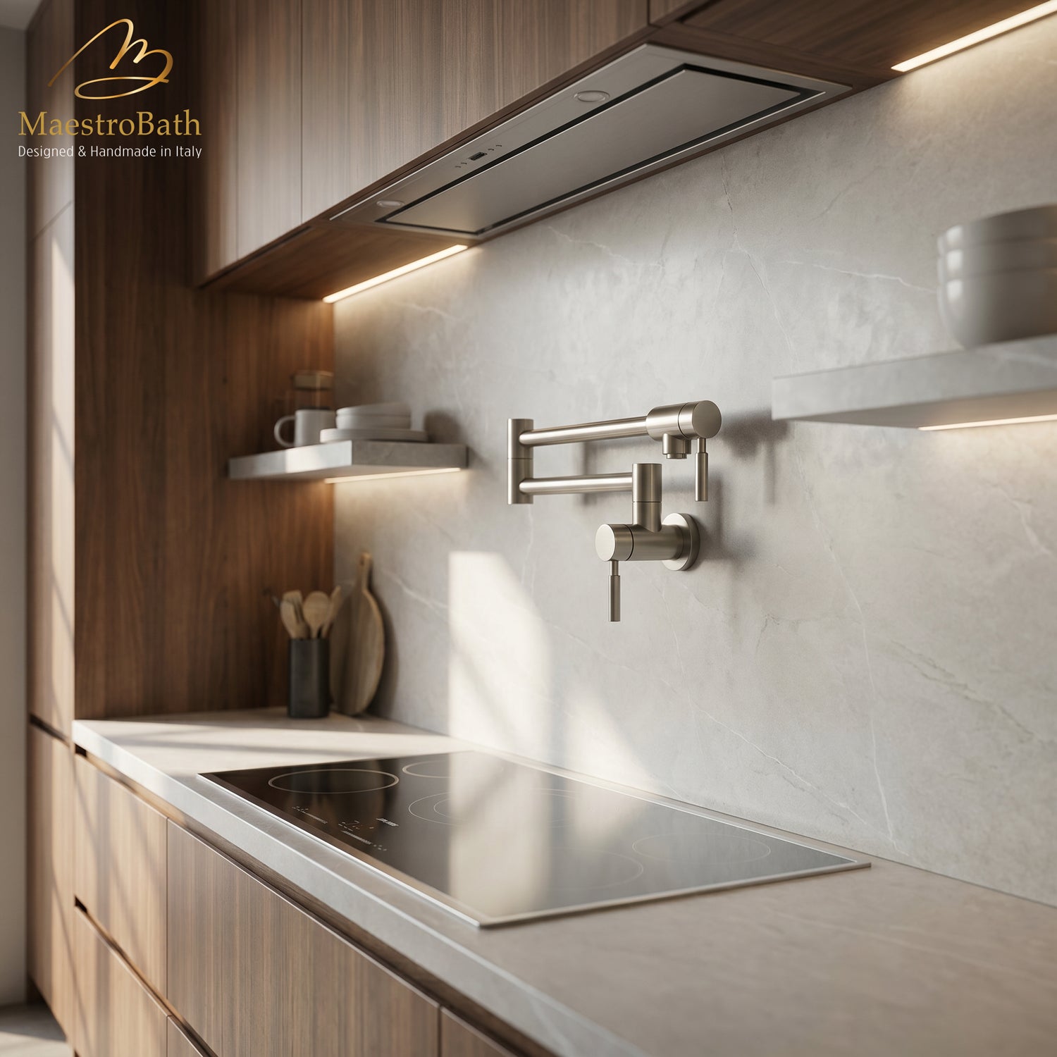 Luxury Wall-Mount Kitchen Pot Filler #color_Brushed Nickel