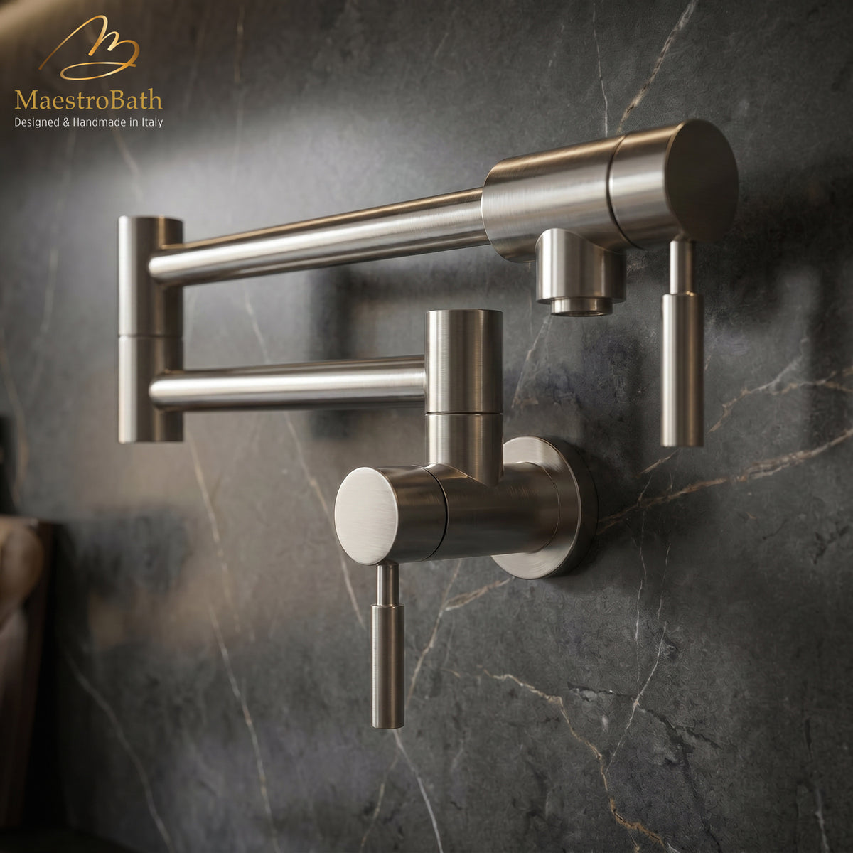 Luxury Wall-Mount Kitchen Pot Filler #color_Brushed Nickel