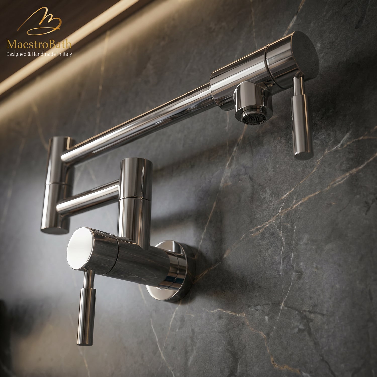 Luxury Wall-Mount Kitchen Pot Filler #color_Polished Chrome
