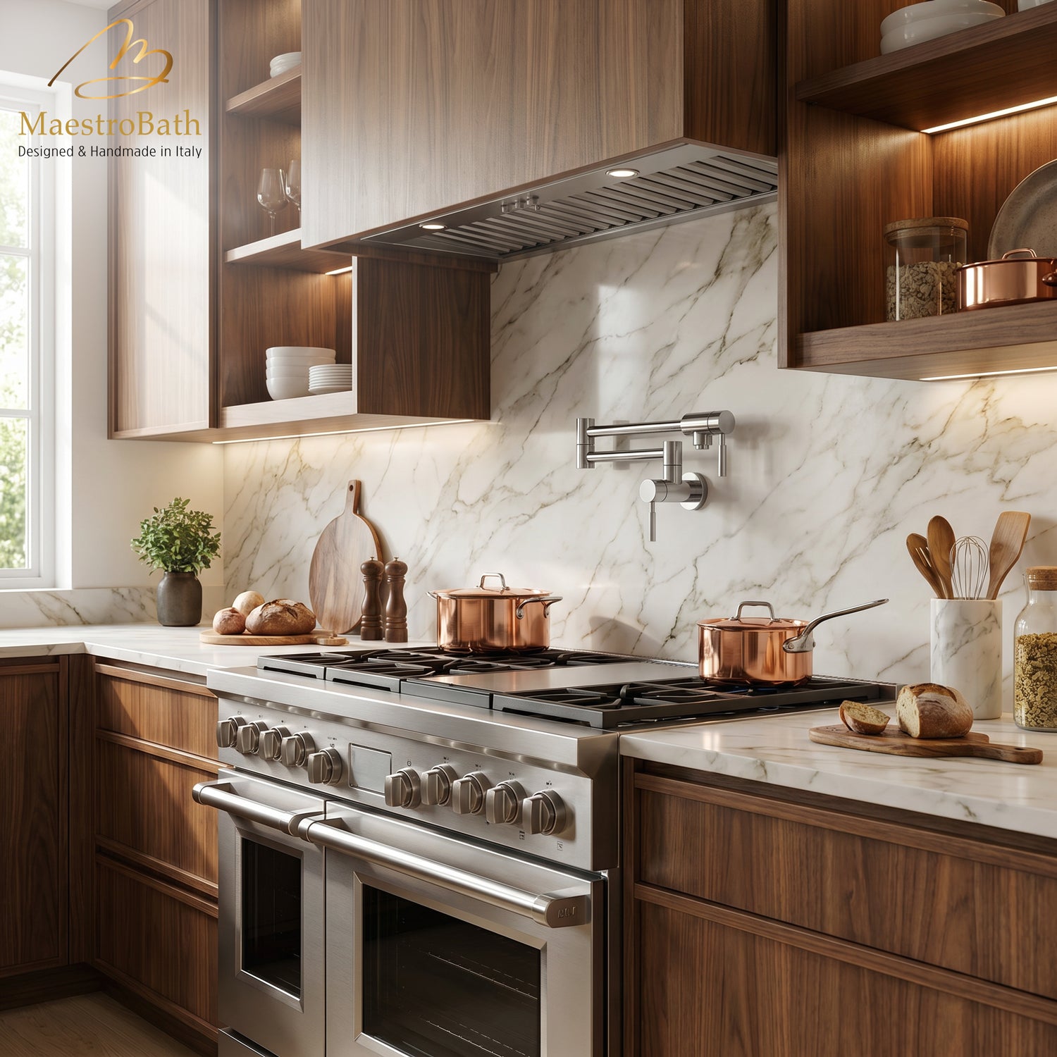 Luxury Wall-Mount Kitchen Pot Filler #color_Polished Chrome