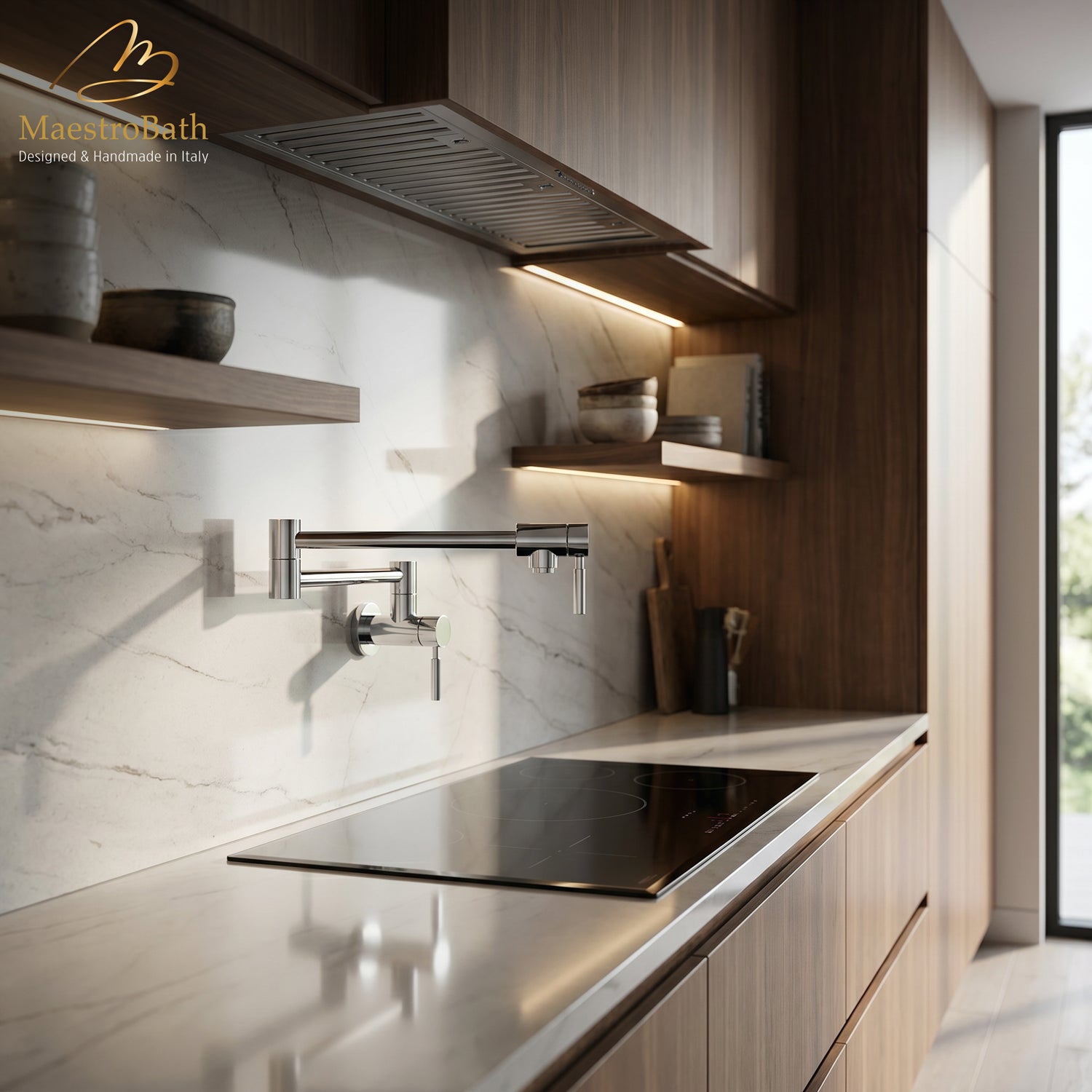 Luxury Wall-Mount Kitchen Pot Filler #color_Polished Chrome