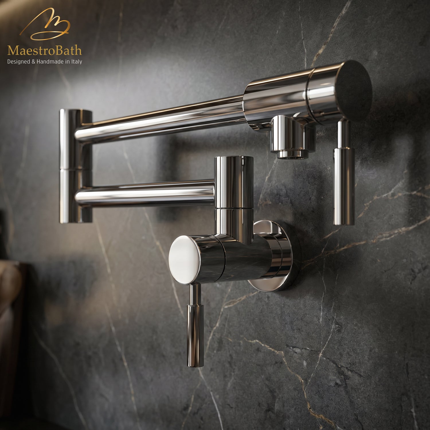 Luxury Wall-Mount Kitchen Pot Filler #color_Polished Chrome