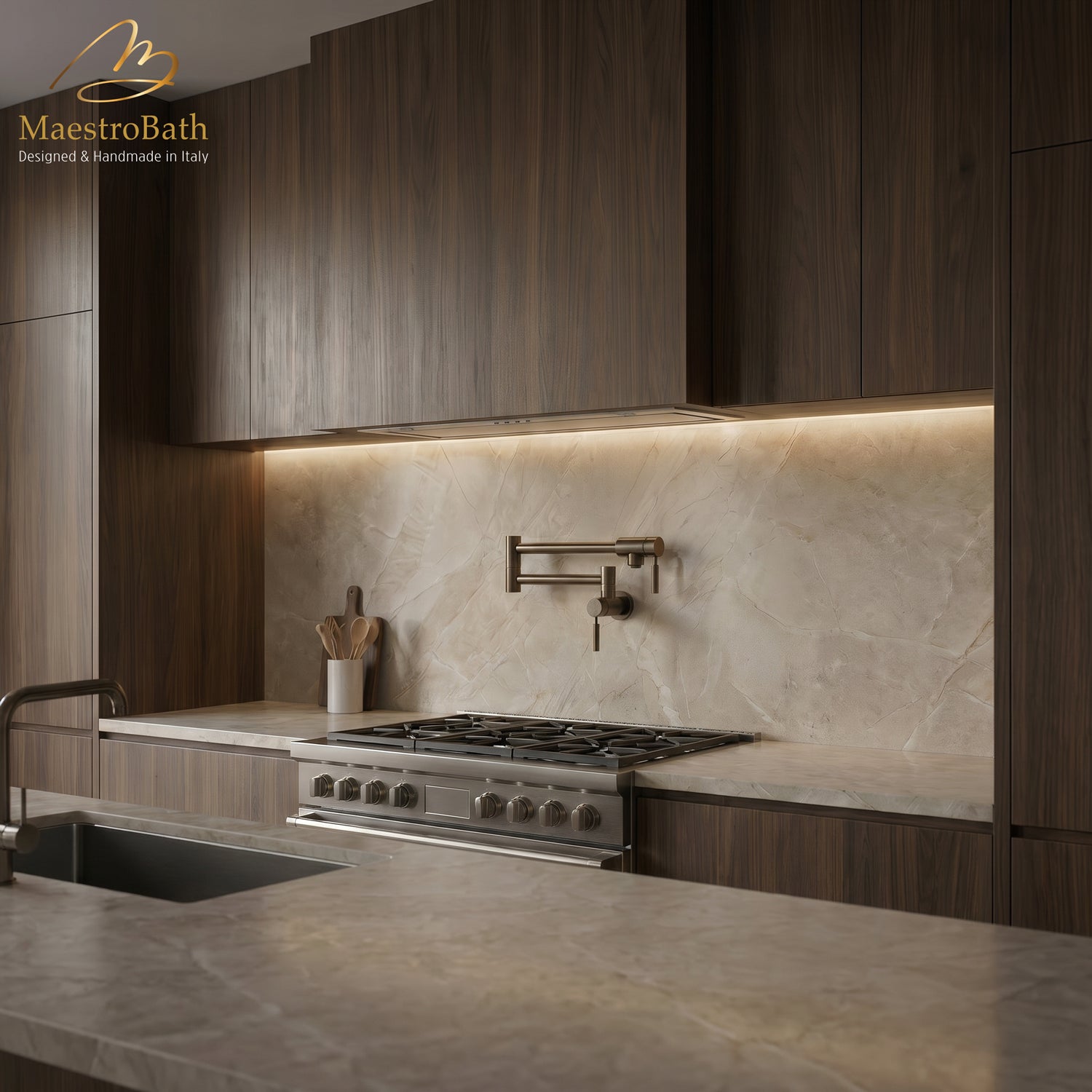 Luxury Wall-Mount Kitchen Pot Filler #color_Tabacco