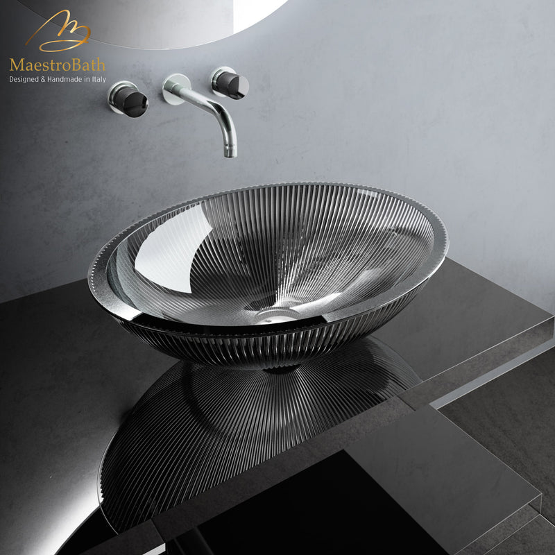 Plisse Luxury Oval Vessel Sink | Black
