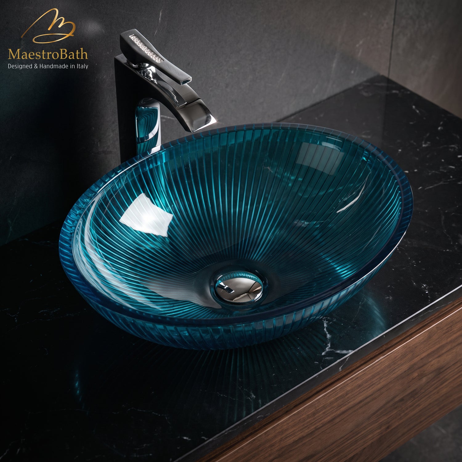Plisse Luxury Oval Vessel Sink #color_teal