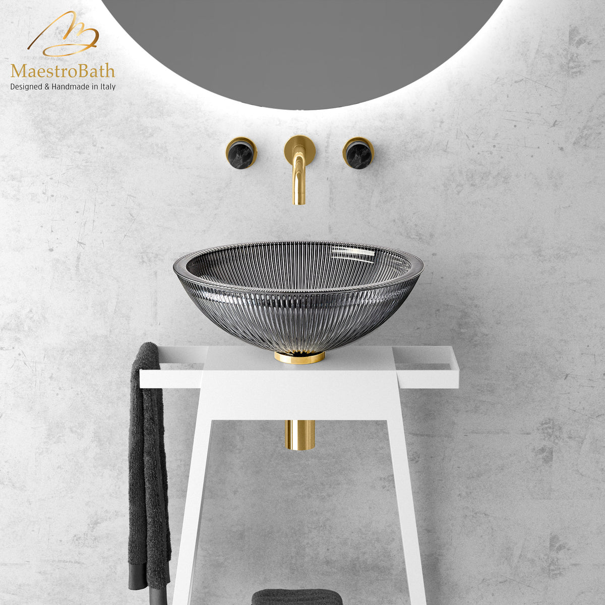 Plisse Luxury Round Vessel Sink #color_black