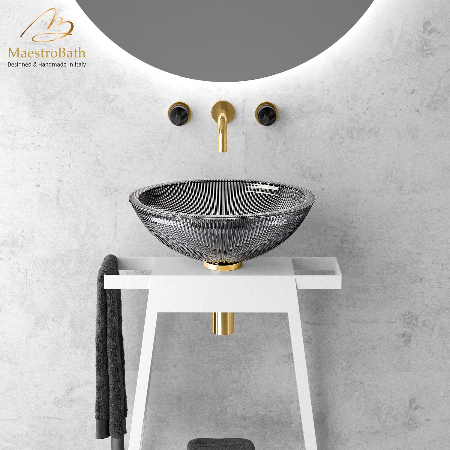 Plisse Luxury Round Vessel Sink #color_black