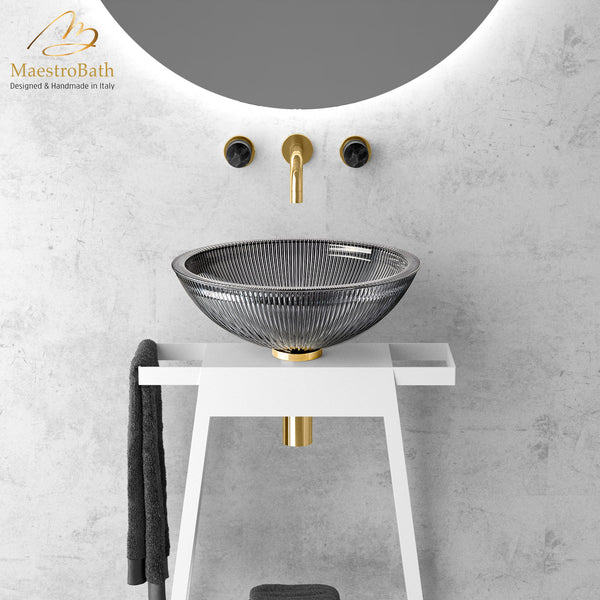 Plisse Luxury Round Vessel Sink | Black
