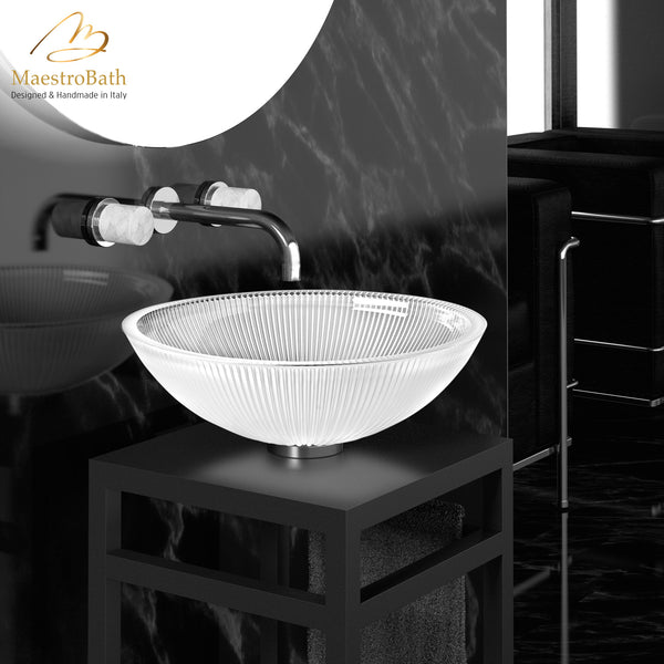 Plisse Luxury Round Vessel Sink | White