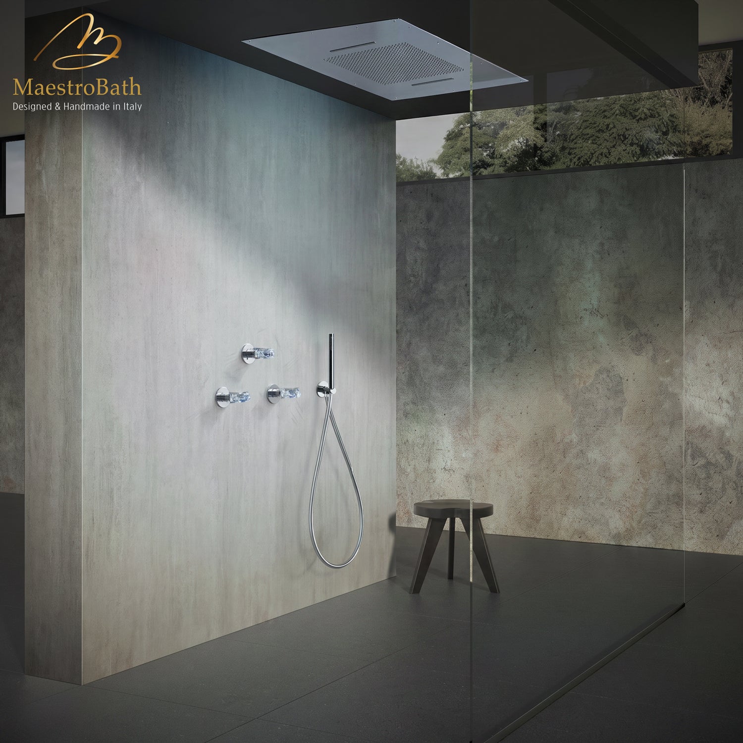Lux Complete Shower Set in Polished Chrome, luxury Brass shower system by MaestroBath #Color_Polished Chrome