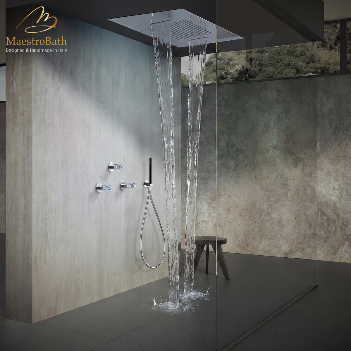 Wall mounted brass complete shower set, made of solid brass #Color_Polished Chrome