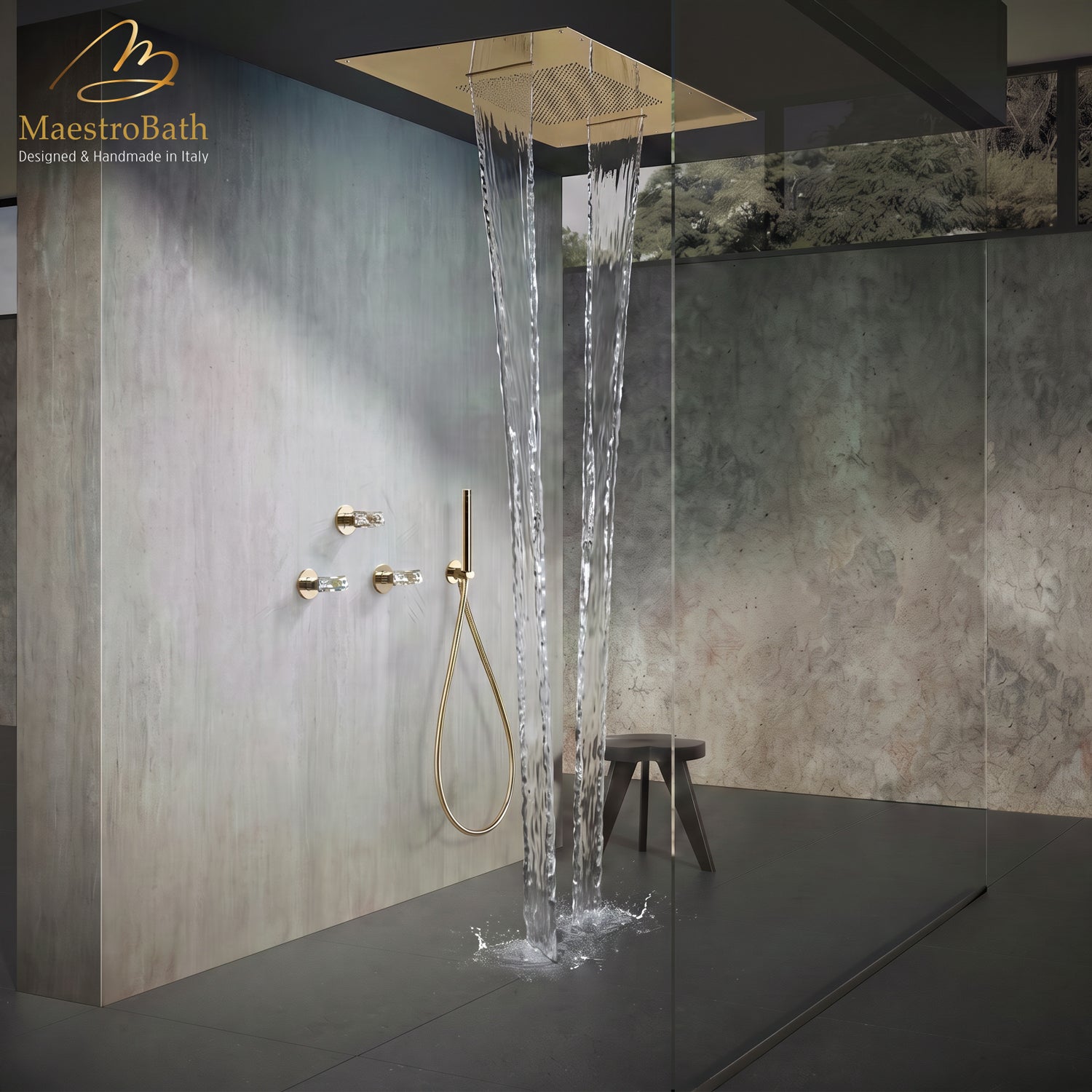 Lux Complete Shower Set in Polished Gold, luxury Brass shower system by MaestroBath #Color_Polished Gold