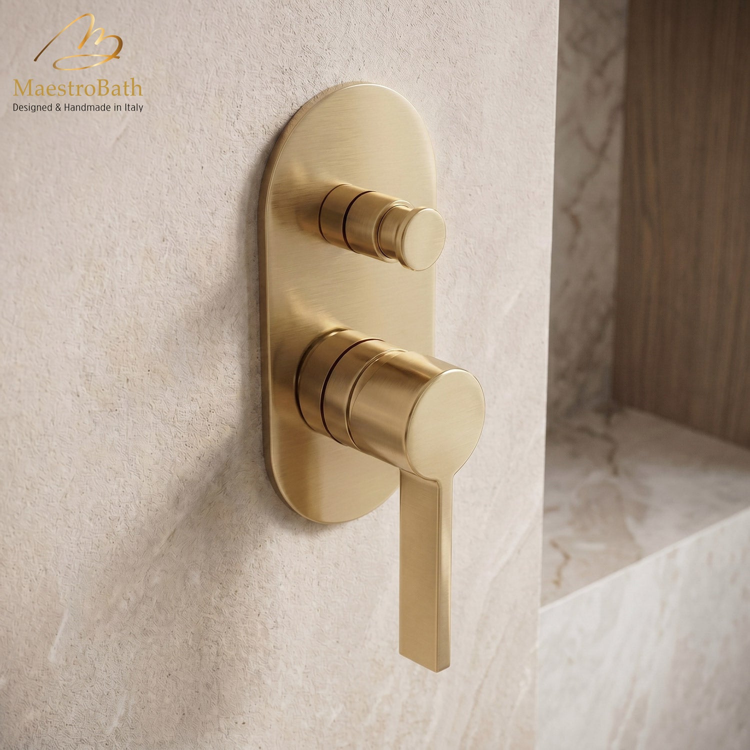 Mooi Thermostatic Concealed Bath & Shower With Diverter 2 Ways #color_Brushed Gold