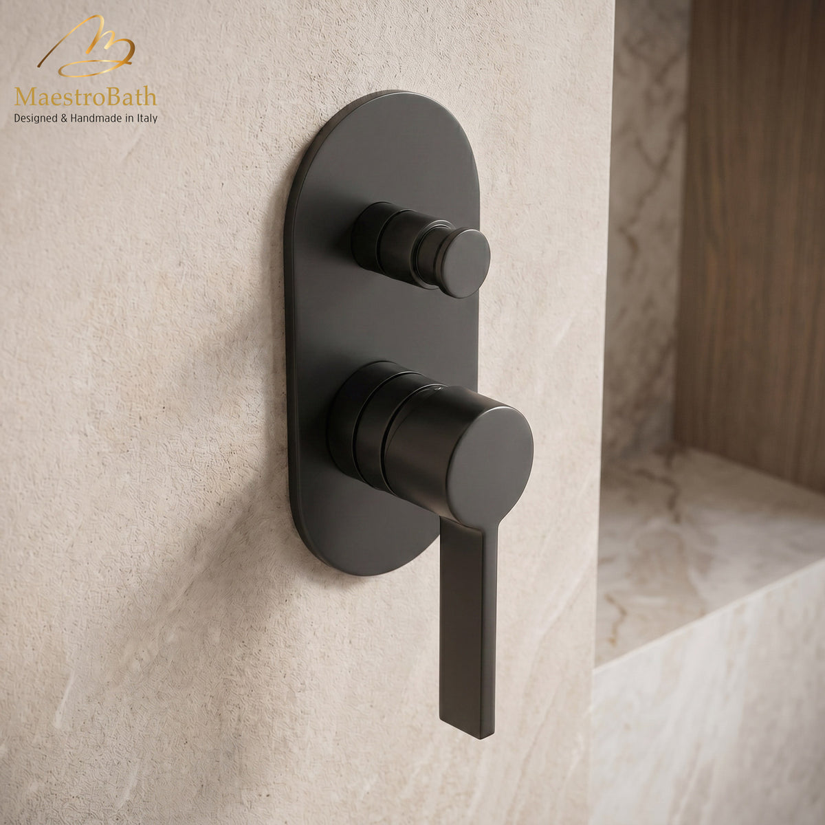 Mooi Thermostatic Concealed Bath & Shower With Diverter 2 Ways #color_Black