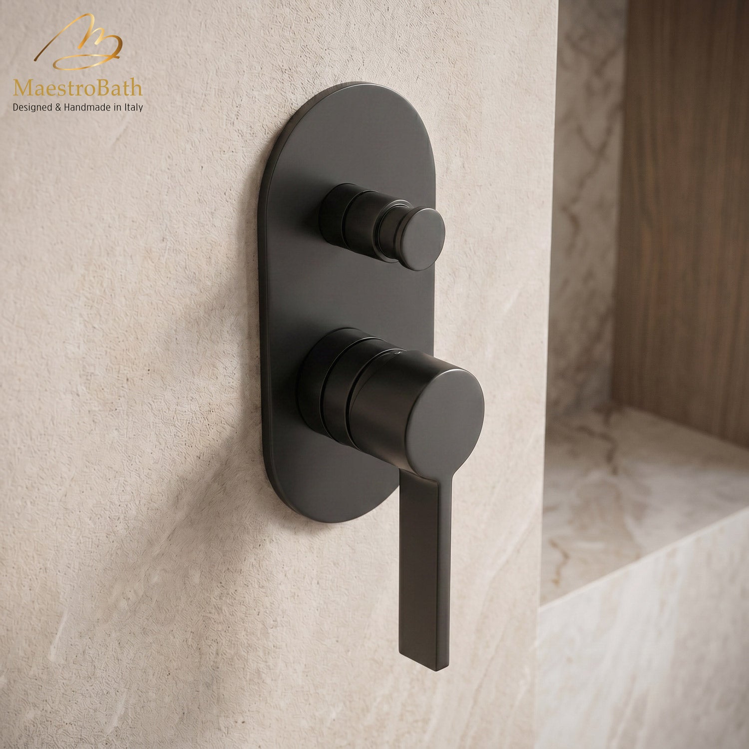 Mooi Thermostatic Concealed Bath & Shower With Diverter 2 Ways #color_Black