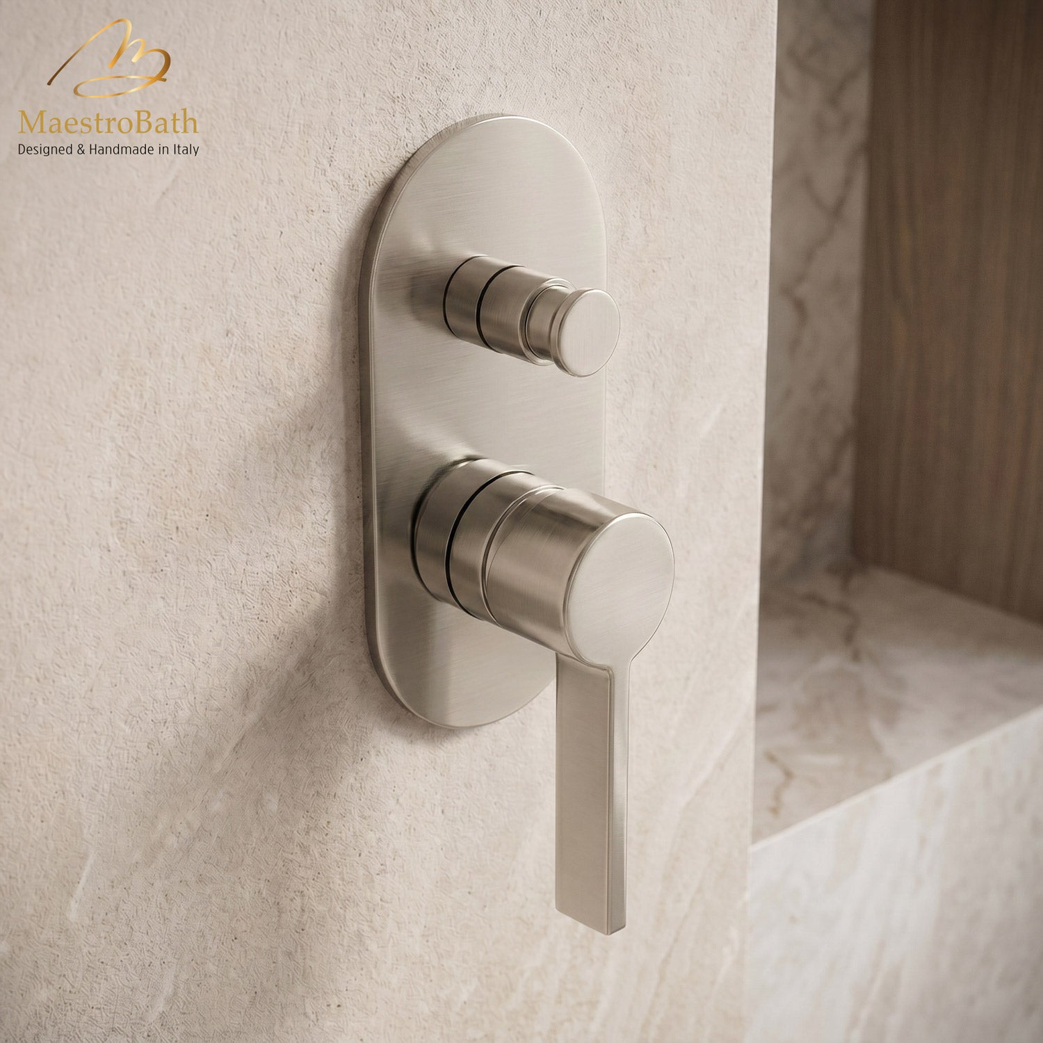Mooi Thermostatic Concealed Bath & Shower With Diverter 2 Ways #color_Brushed Nickel
