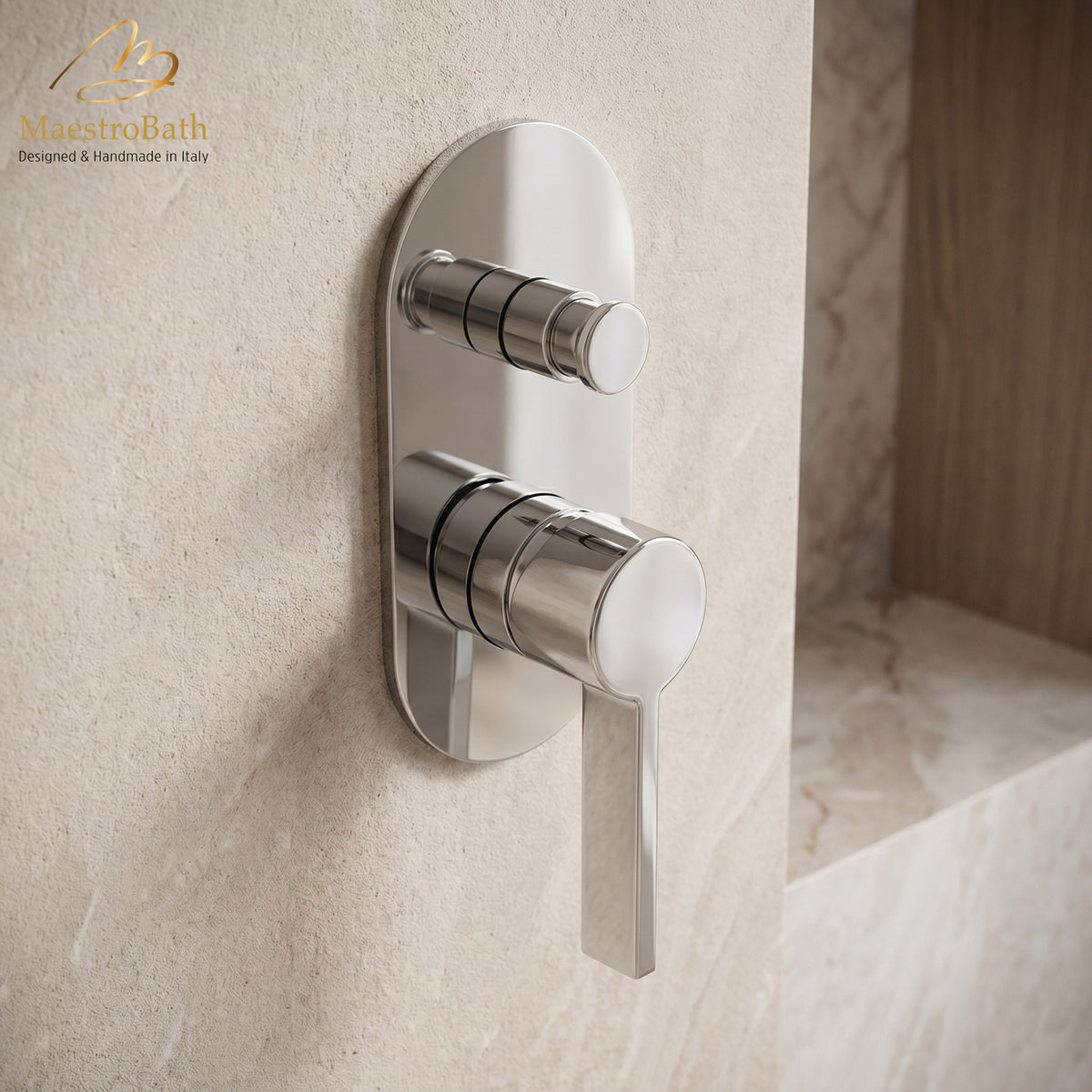 Mooi Thermostatic Concealed Bath & Shower With Diverter 2 Ways #color_Polished Chrome